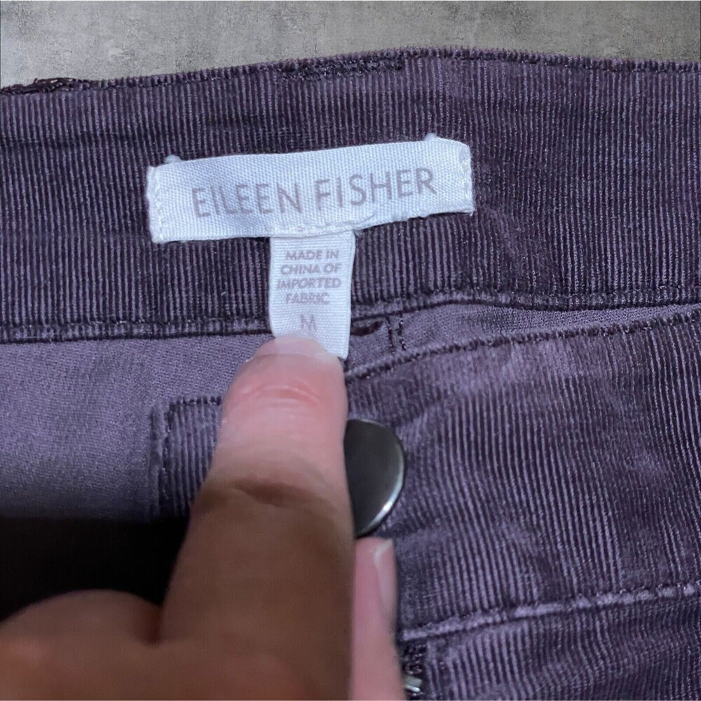 Set of 2 Eileen Fisher Corduroy Pants size M Brown Black 34x32 Stretch Trousers - Picture 9 of 13